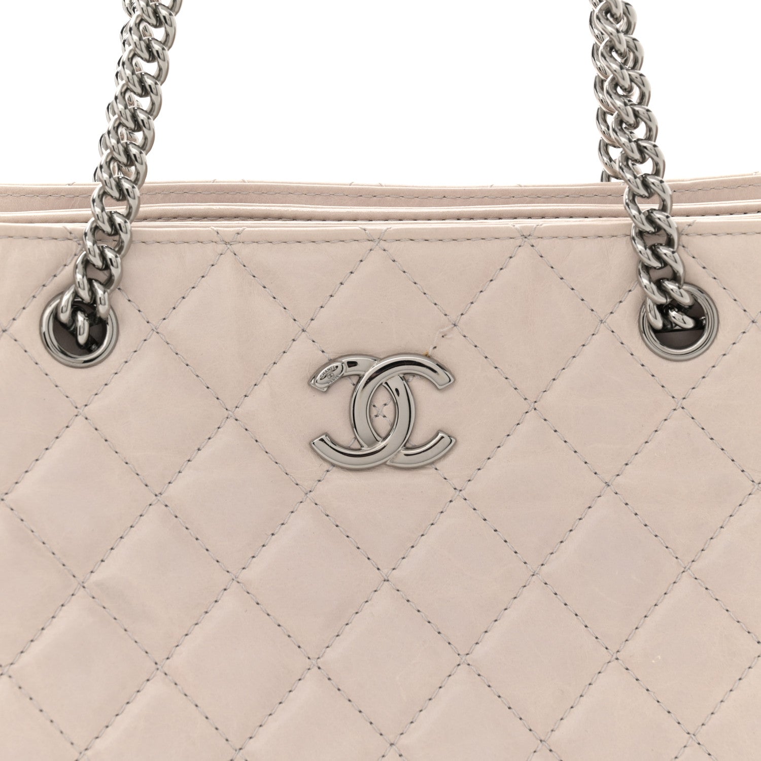 Chanel Glazed Calfskin Quilted Shopping Tote Light Beige 8 of 17