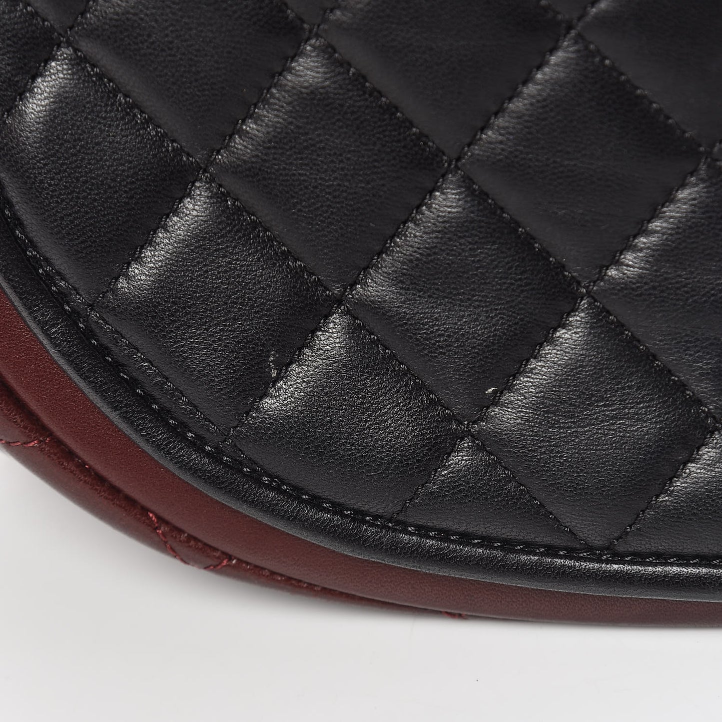 Lambskin Quilted Large Classic Twist Crescent Flap Black Burgundy