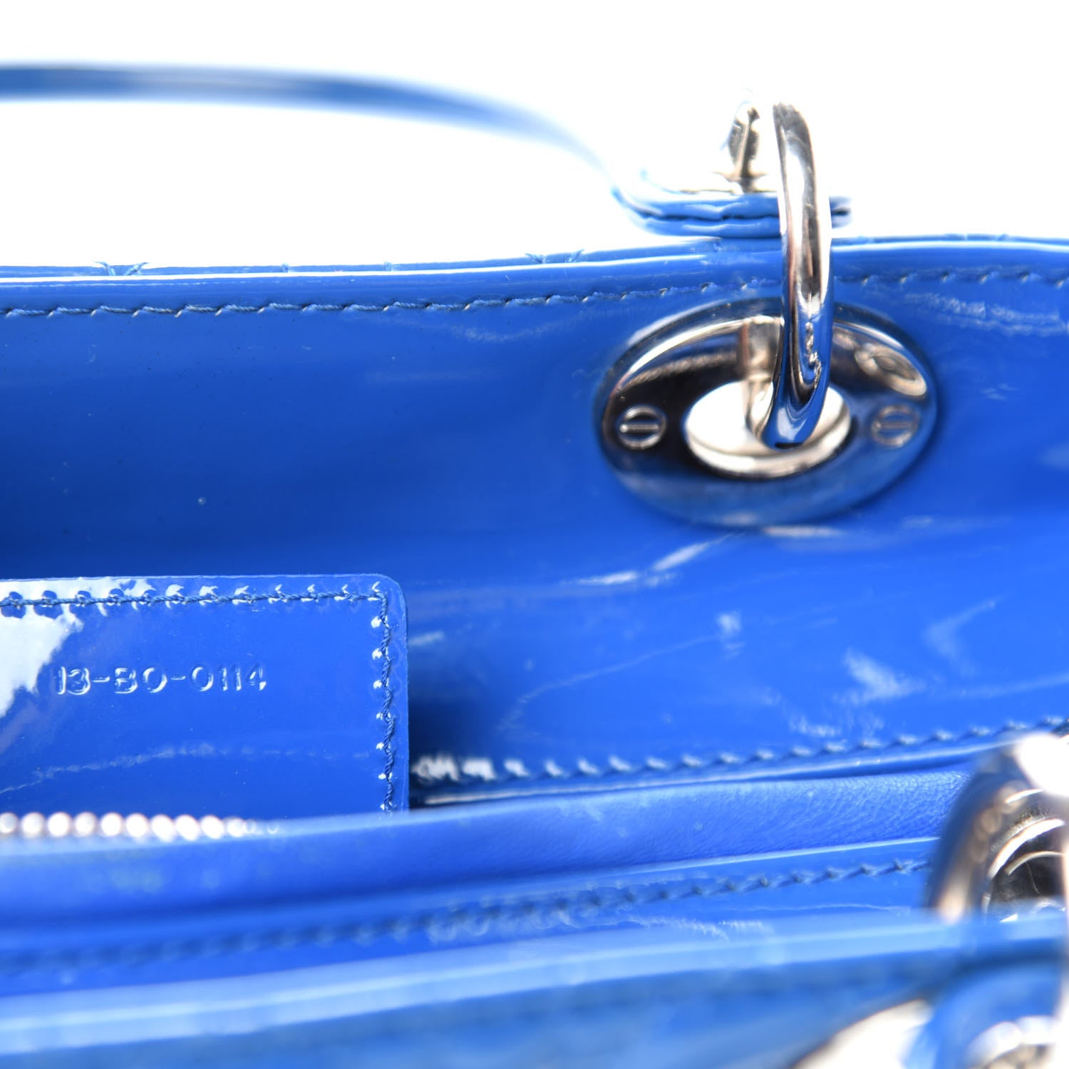 Christian Dior Patent Cannage Medium Lady Dior Blue 9 of 10