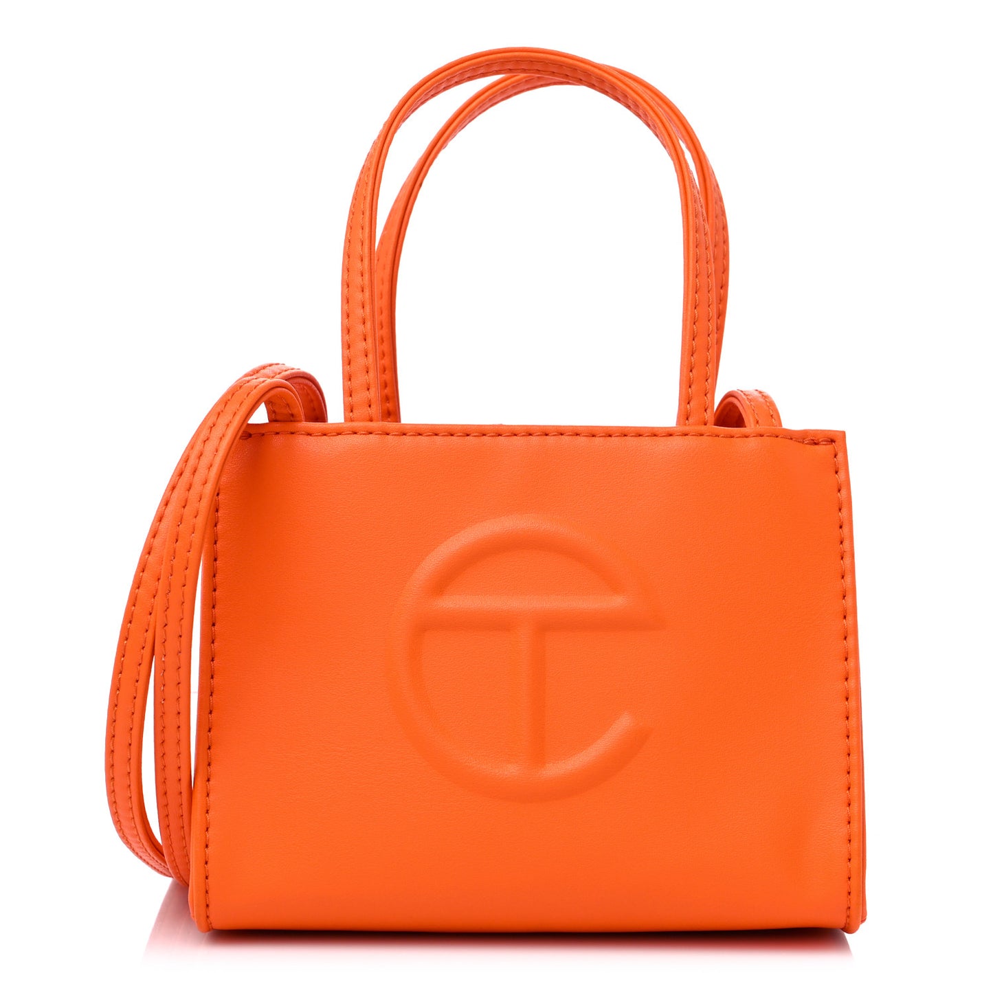 Vegan Leather Small Shopping Bag Orange