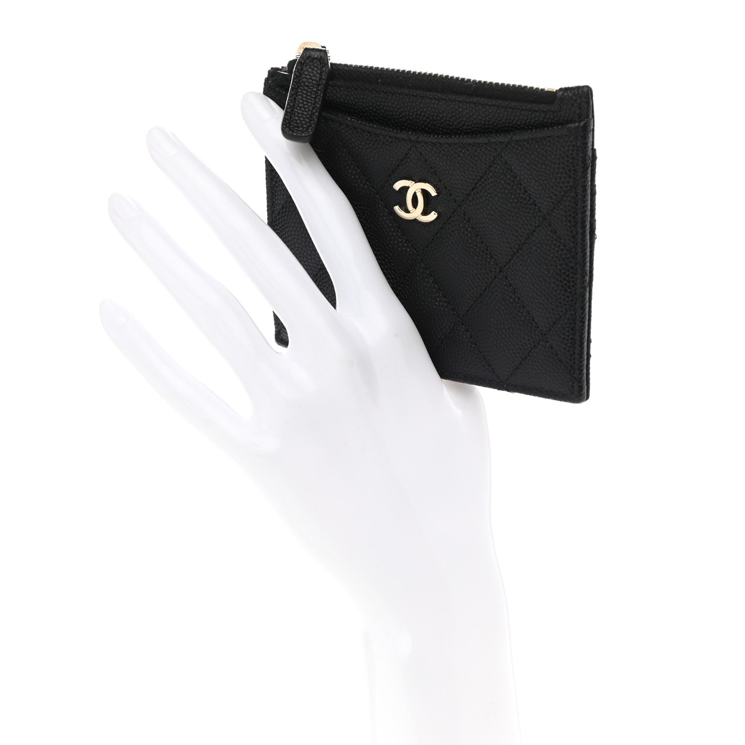 Chanel Caviar Quilted CC Zip Card Holder Black 2 of 7