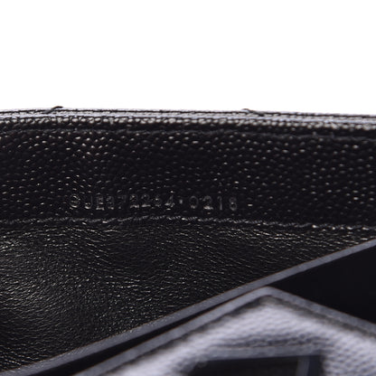 Saint Laurent Grain De Poudre Matelasse Chevron Monogram Flap Wallet Black 7 of 8