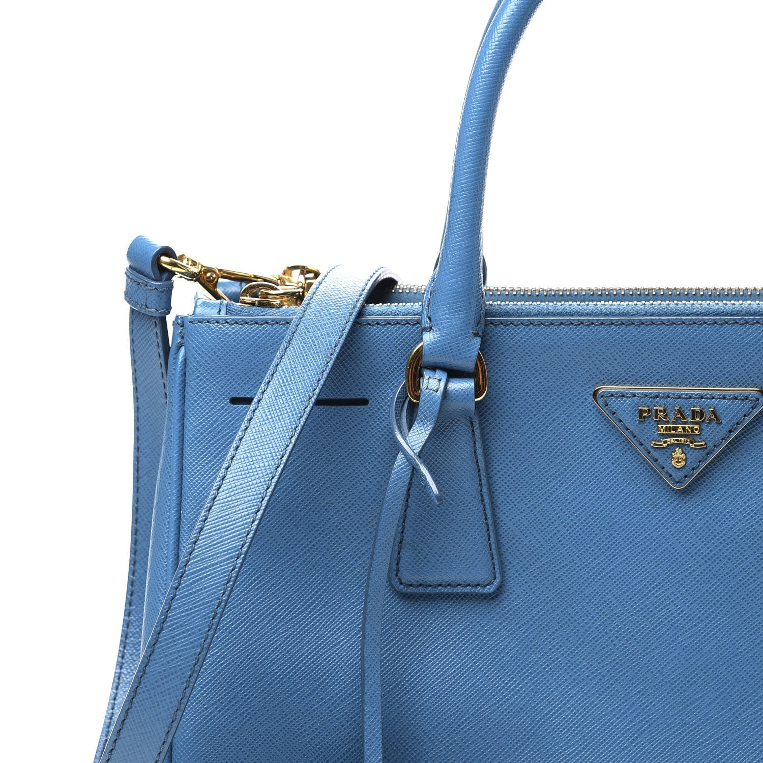 Prada Saffiano Small Galleria Double Zip Tote Cobalto 11 of 11