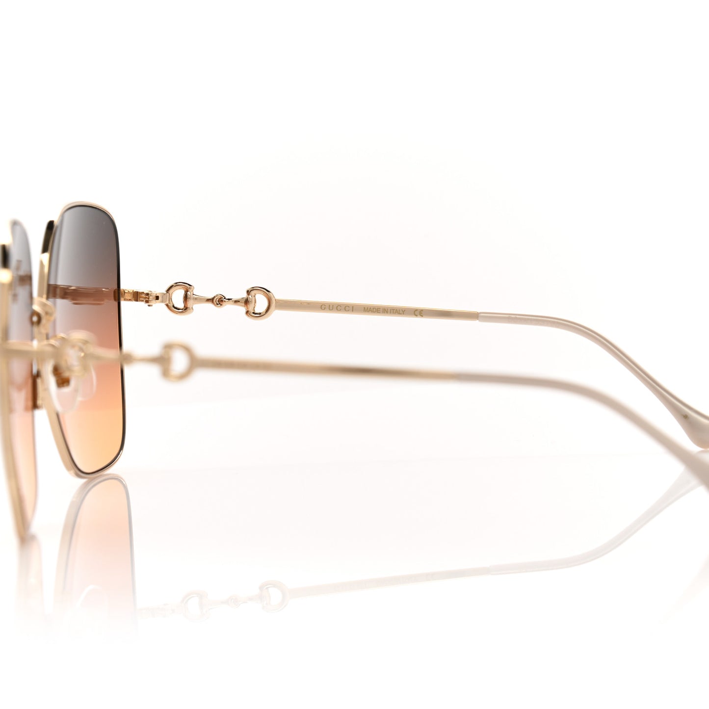 Metal Horsebit Square Frame Sunglasses GG0879S Gold