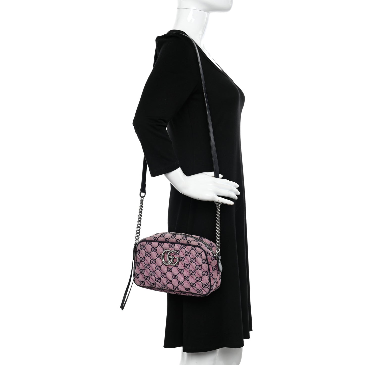 Monogram Multicolor Matelasse Diagonal Small GG Marmont Chain Shoulder Bag Pink Blue