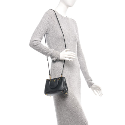 Prada Saffiano Lux Micro Galleria Double Zip Tote Black 2 of 7