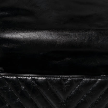 Chanel Calfskin Lizard Chevron Quilted Medium Coco Handle Flap Black 15 of 18