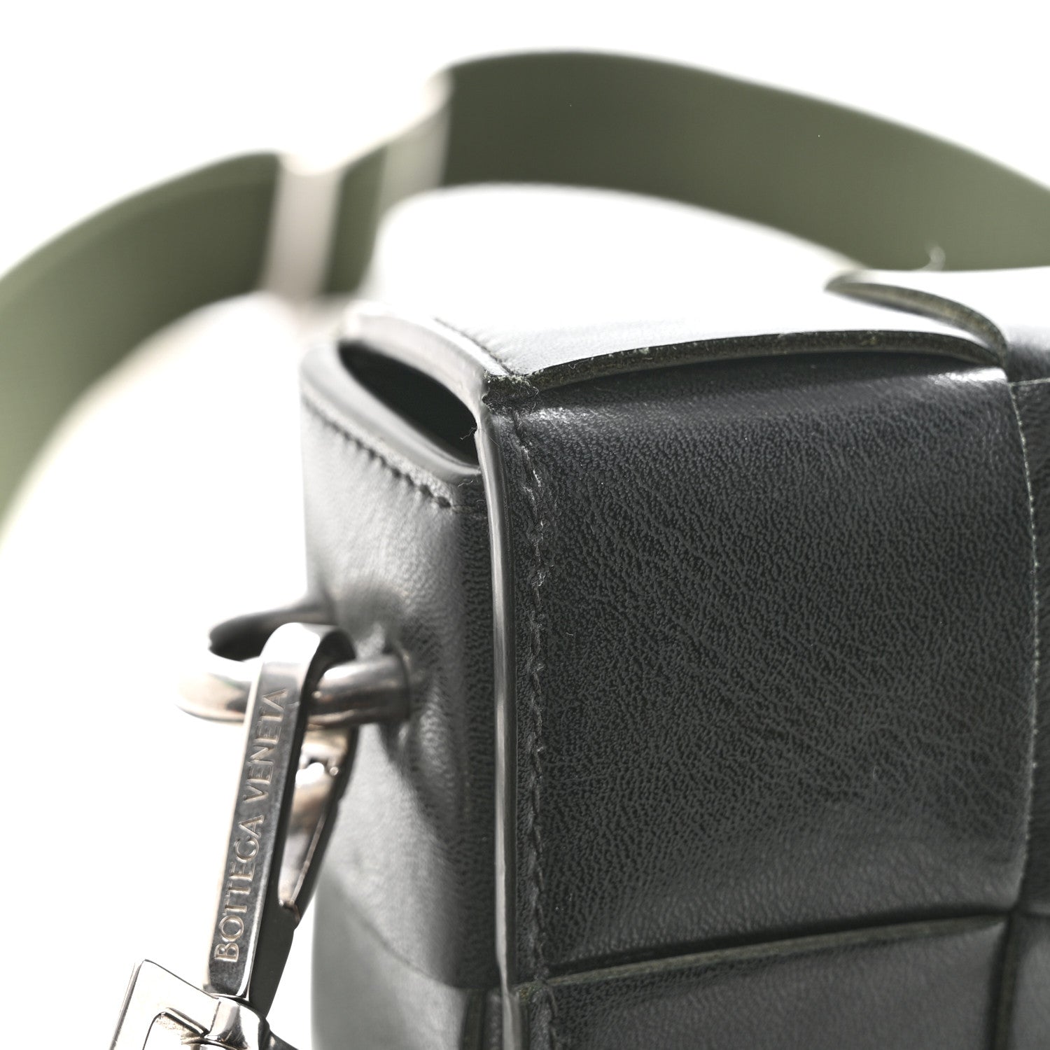 Bottega Veneta Calfskin Maxi Intreccio Cassette With Strap Bag Dark Green 12 of 16