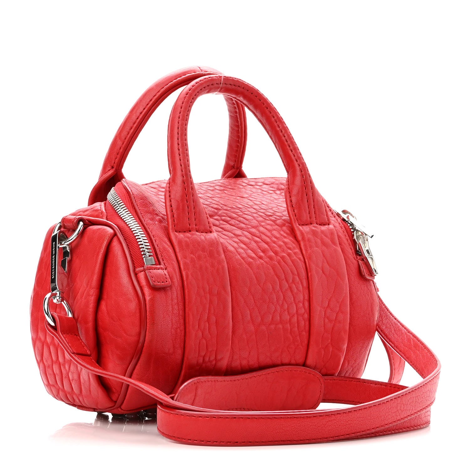 Alexander Wang Pebbled Lambskin Mini Rockie Red Rhodium Hardware 3 of 17