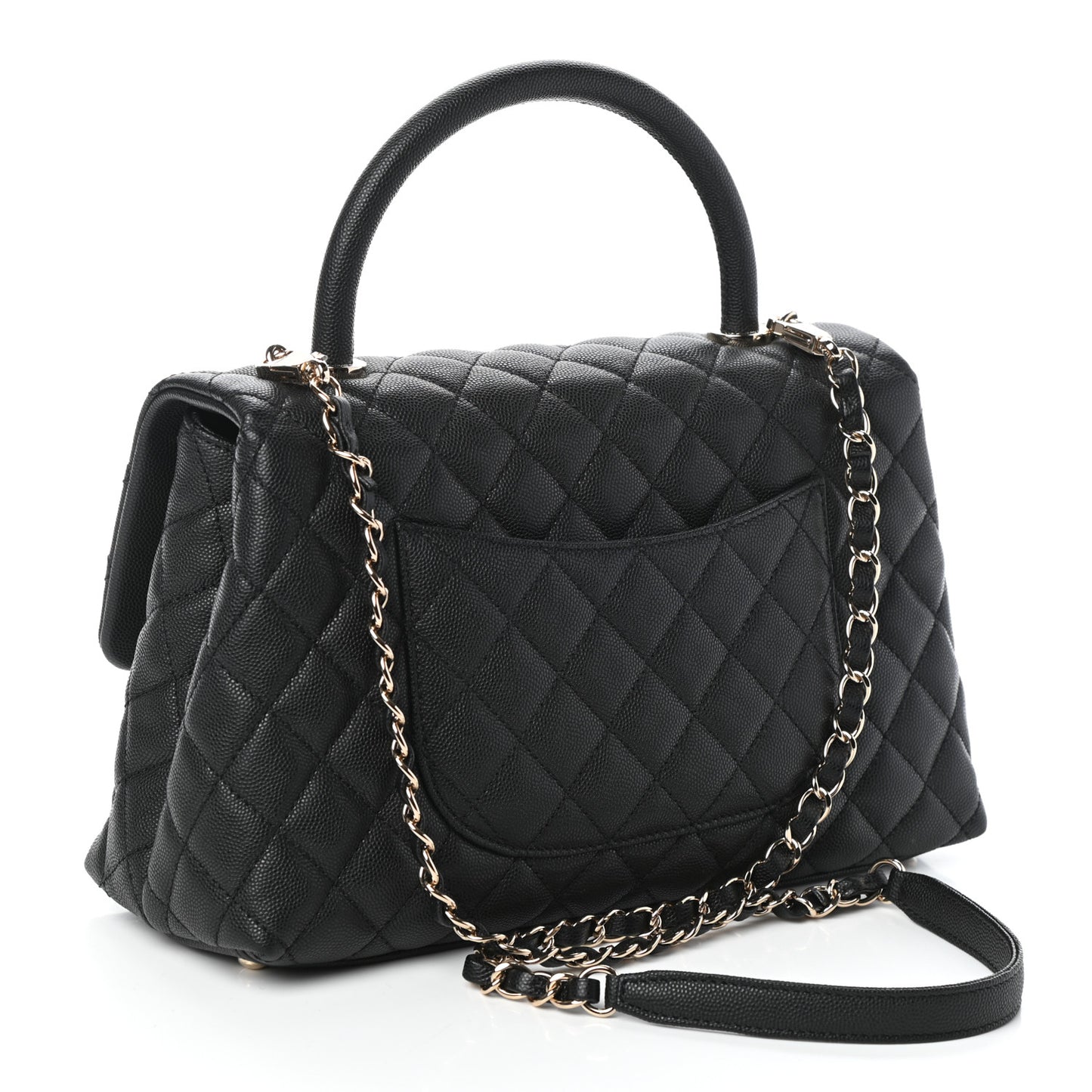 Caviar Quilted Small Coco Handle Flap Black