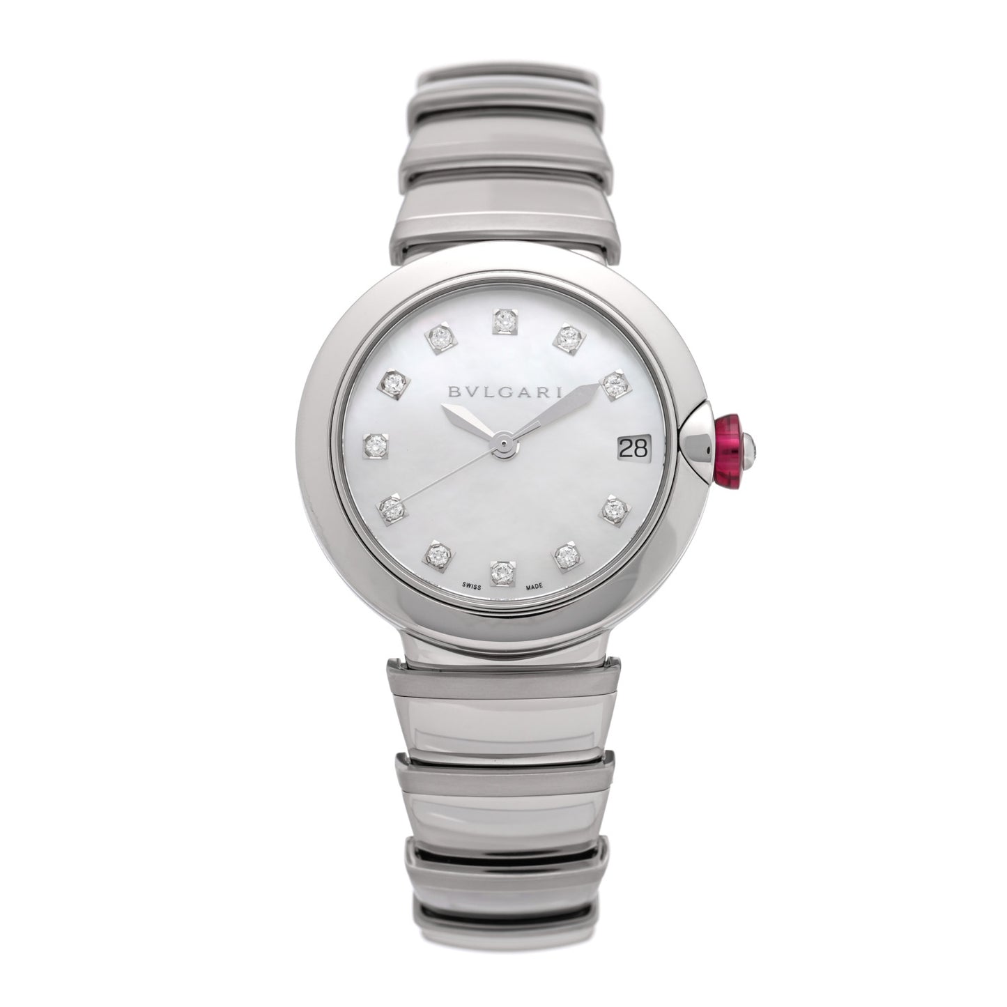 Stainless Steel Diamond Mother of Pearl 33mm Lucea Automatic Watch