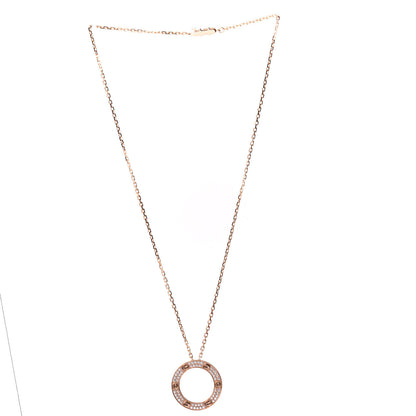 Cartier 18K Pink Gold Diamond LOVE Paved Necklace 2 of 8