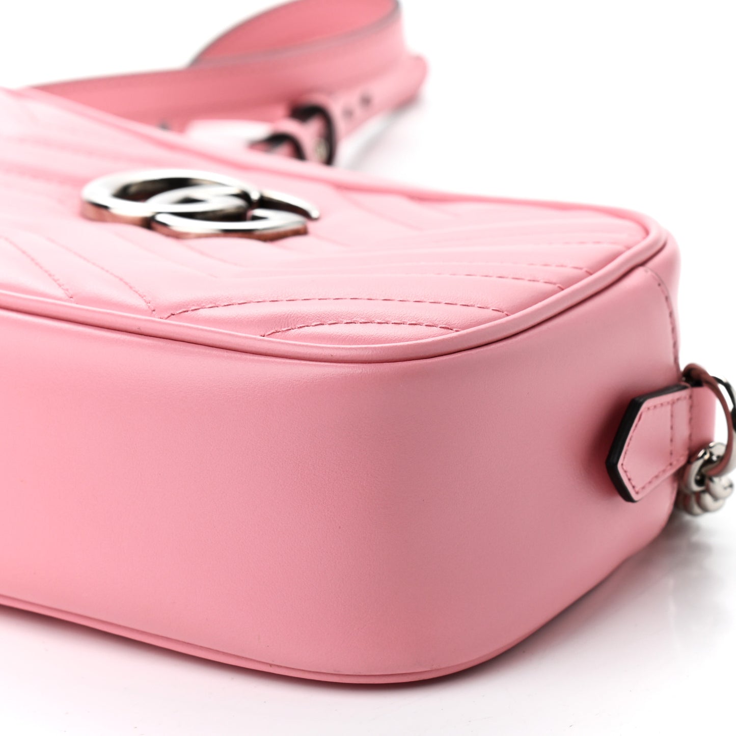 Calfskin Matelasse Small GG Marmont Chain Shoulder Bag Wild Rose