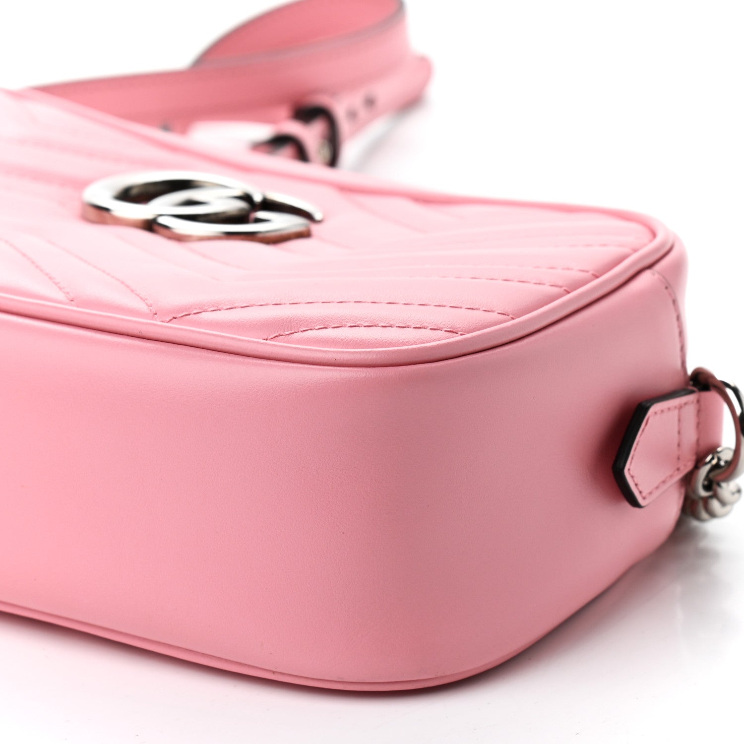 Gucci Calfskin Matelasse Small GG Marmont Chain Shoulder Bag Wild Rose 10 of 10