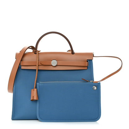 Hermes Vache Hunter Toile Herbag Zip 31 PM Azur Natural 1 of 13