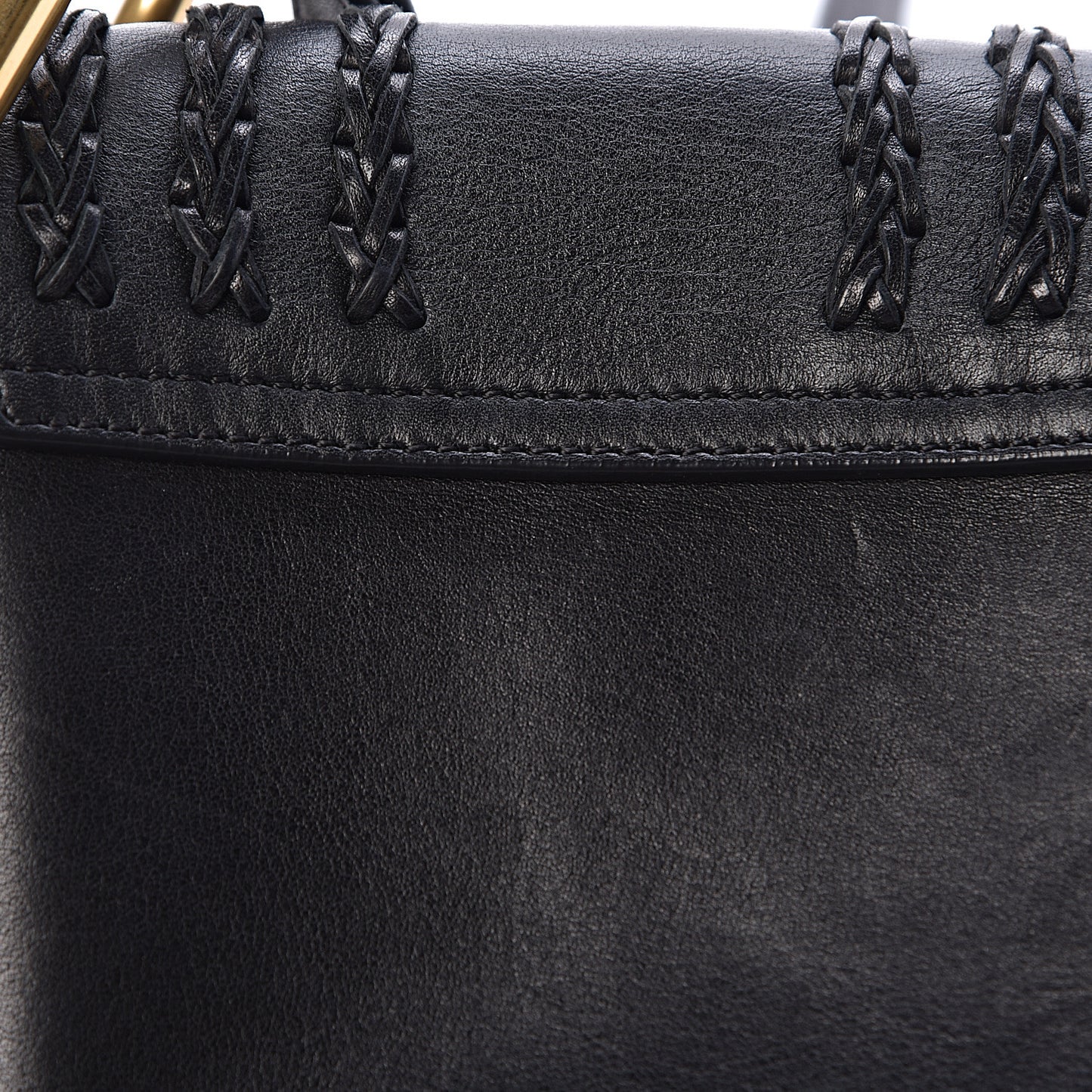 Calfskin Braided Mini Hudson Shoulder Bag Black