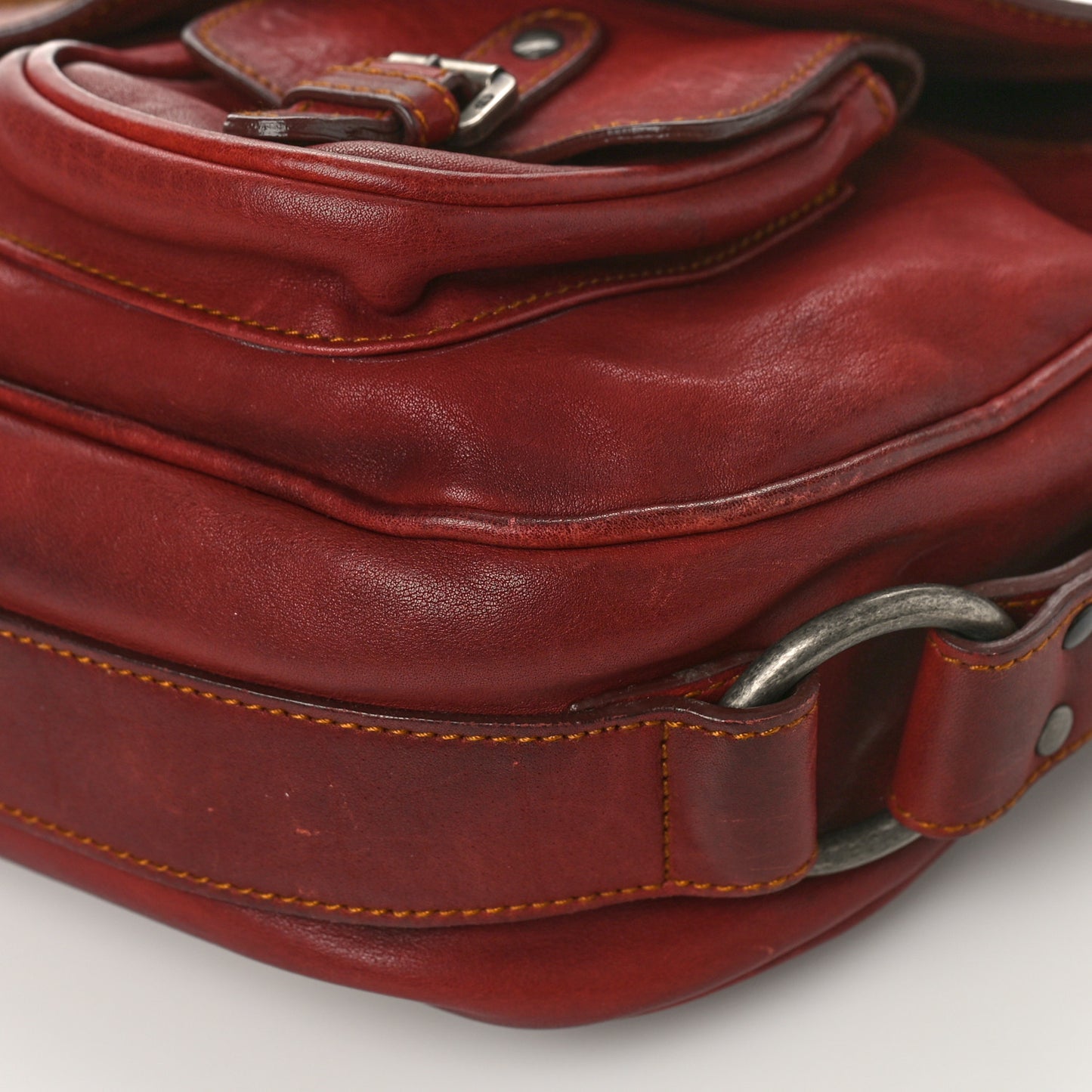 Calfskin Medium Gaucho Double Saddle Bag Red