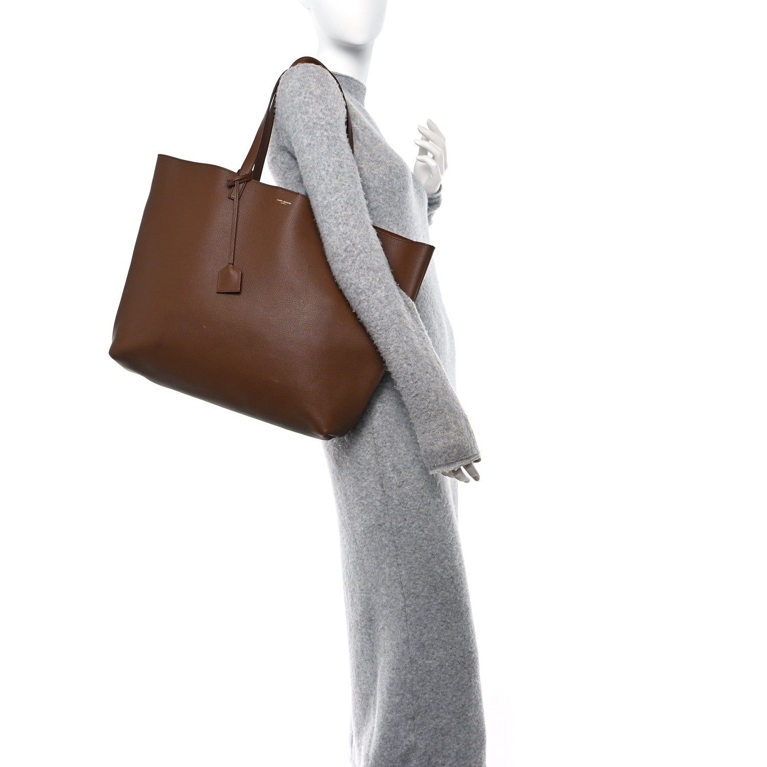 Saint Laurent Grained Calfskin Bold East West Shopping Tote Toasted Brown 2 of 12