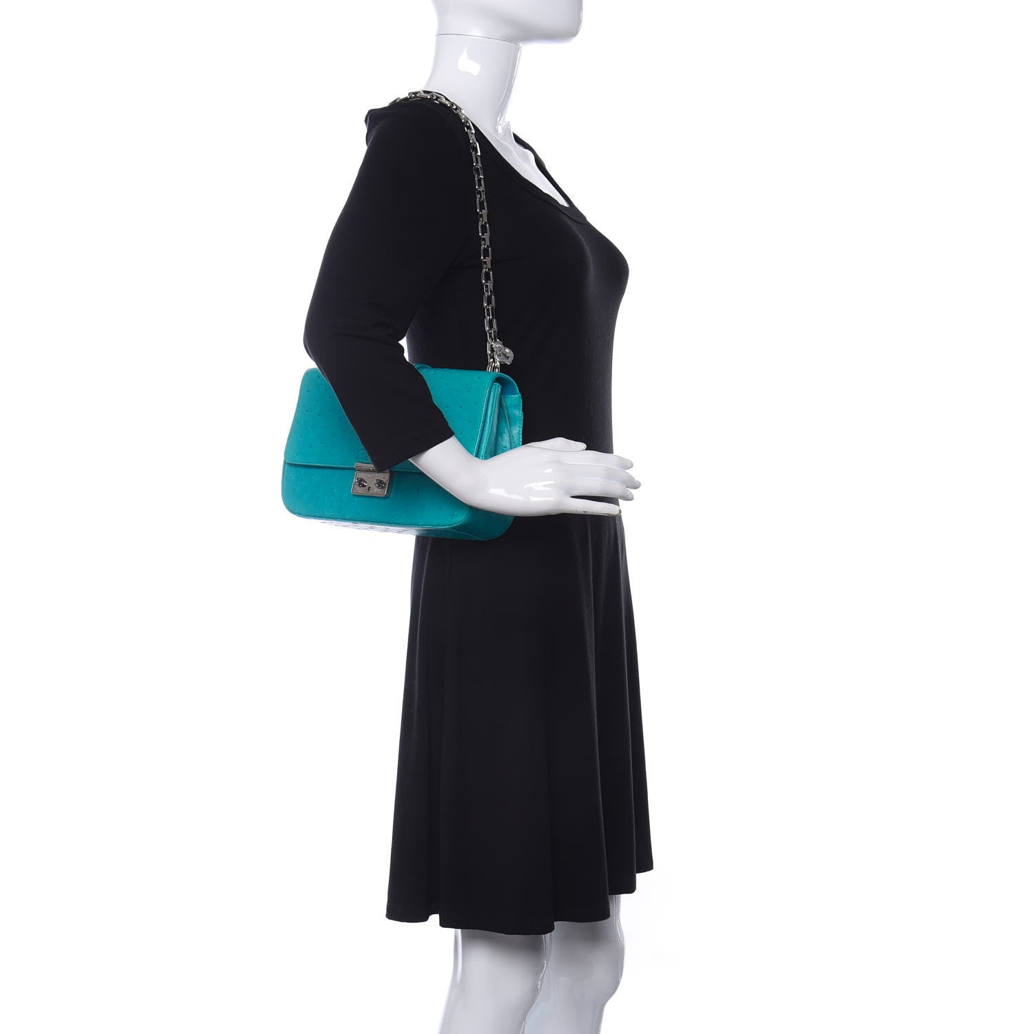 Christian Dior Ostrich Medium Miss Dior Flap Turquoise 2 of 13