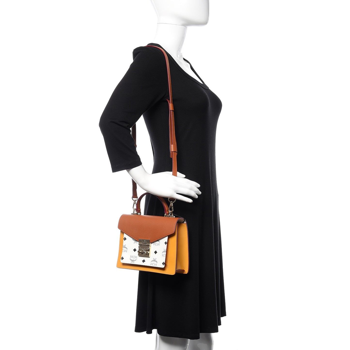 Visetos Small Patricia Satchel Cognac White