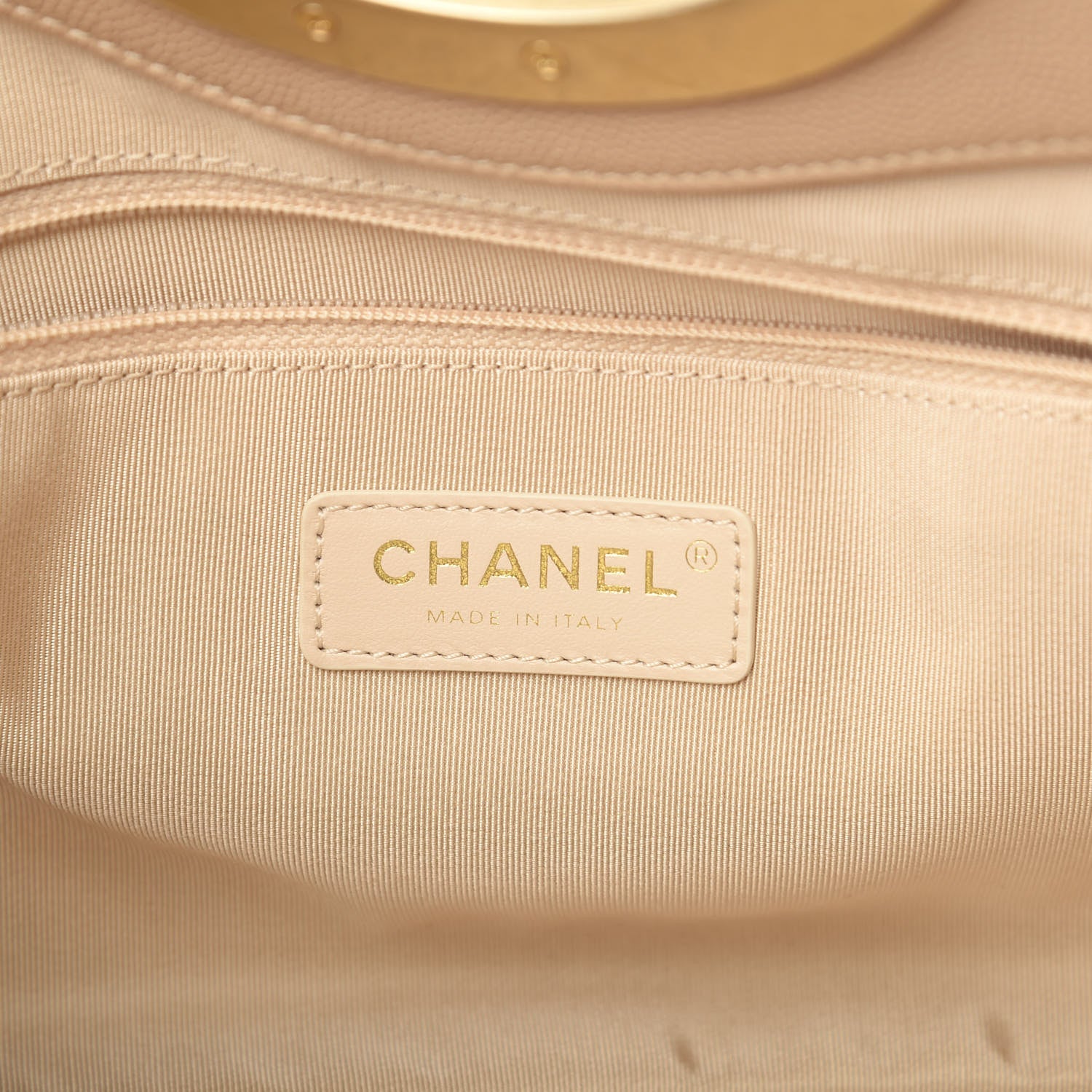 Chanel Grained Calfskin Handle Clutch Beige 6 of 7