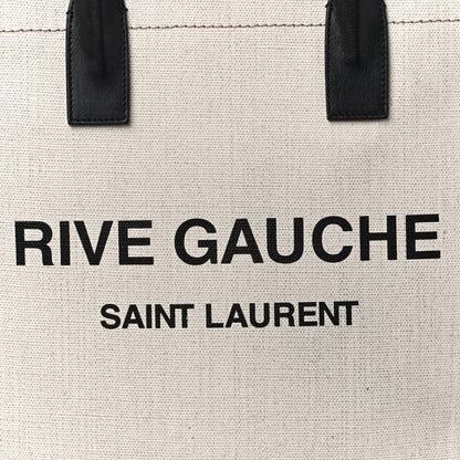 Saint Laurent Linen Calfskin Rive Gauche North South Tote Optic White 7 of 9