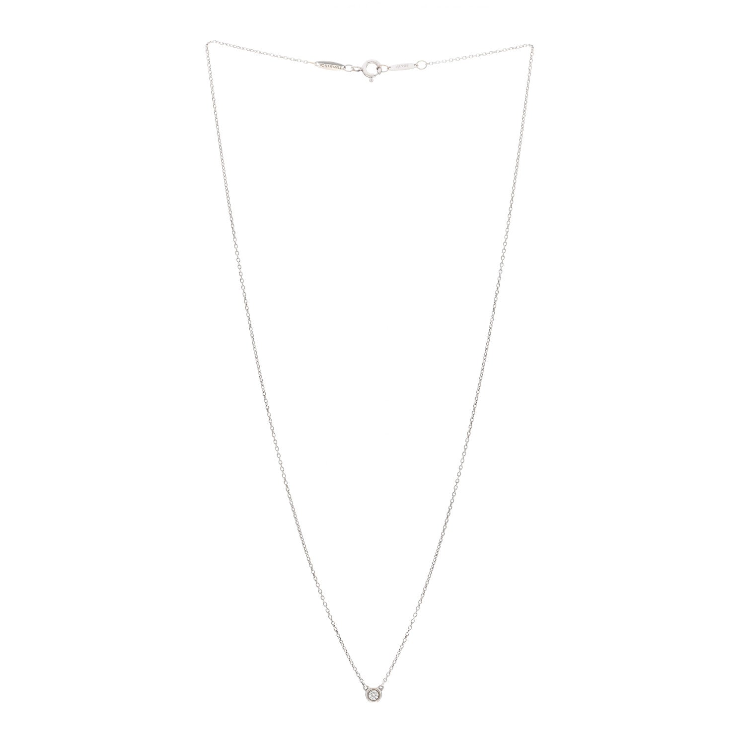 Tiffany Sterling Silver Diamond .07ct Elsa Peretti Diamonds by the Yard Pendant Necklace 3 of 4