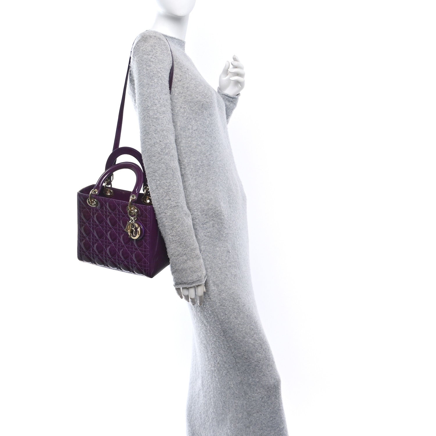 Christian Dior Patent Cannage Medium Lady Dior Purple 2 of 10