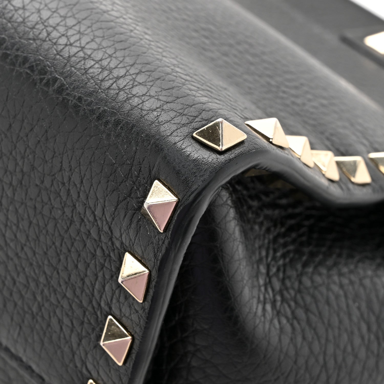 Valentino Garavani Pebbled Calfskin Rockstud Double Handle Tote Black 13 of 15