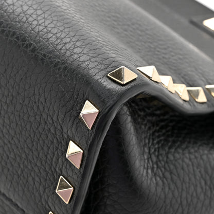 Valentino Garavani Pebbled Calfskin Rockstud Double Handle Tote Black 13 of 15