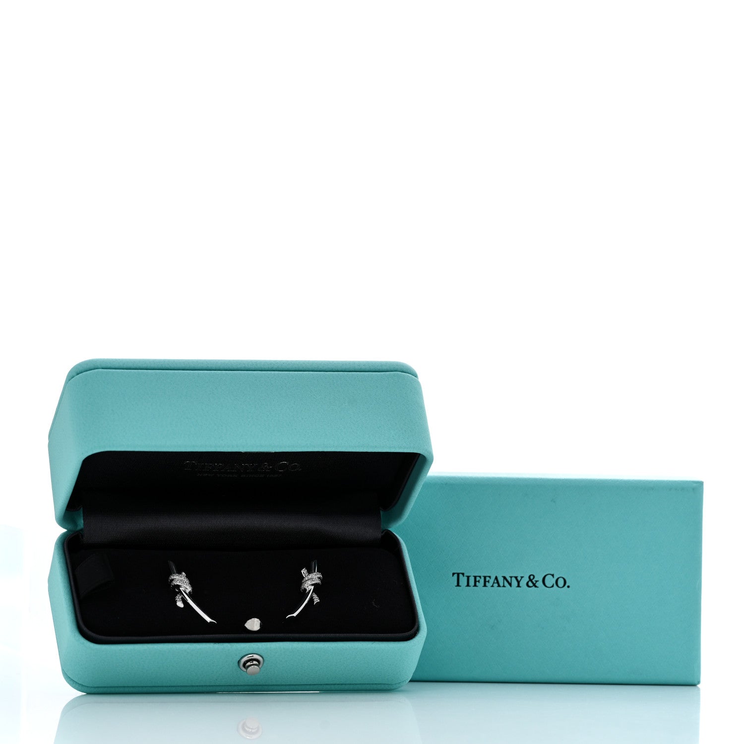 Tiffany 18K White Gold Diamond Tiffany Knot Earrings 5 of 5