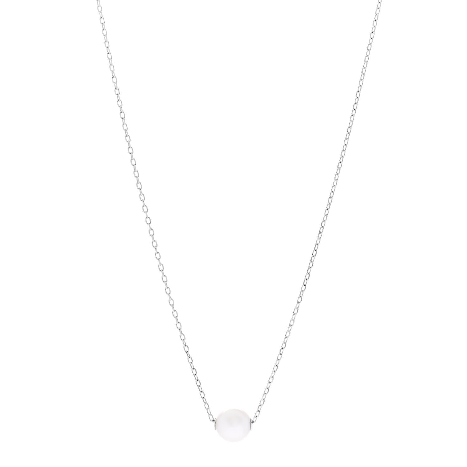 Mikimoto 18K White Gold Akoya Cultured Pearl 8-8.5mm Single Pendant Necklace 1 of 7