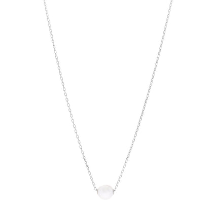Mikimoto 18K White Gold Akoya Cultured Pearl 8-8.5mm Single Pendant Necklace 1 of 7