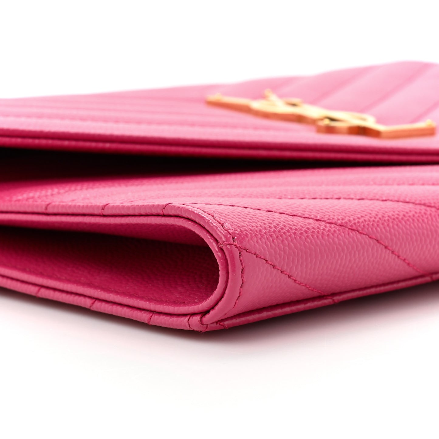 Grain De Poudre Matelasse Chevron Monogram Envelope Clutch Fuchsia