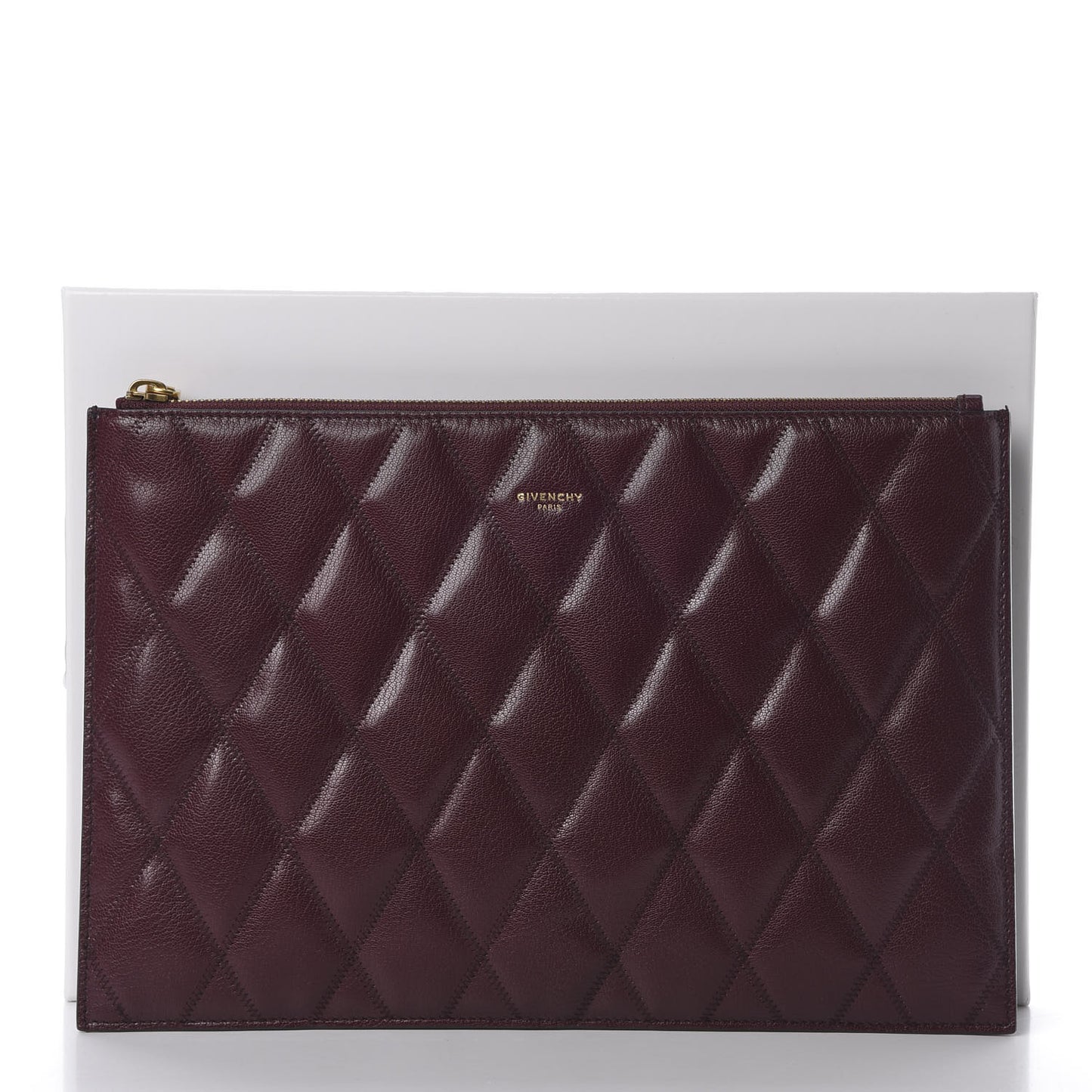 Goatskin Quilted Diamond Pouch Aubergine