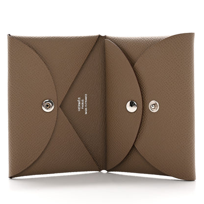 Hermes Epsom Calvi Duo Card Case Etoupe 5 of 9
