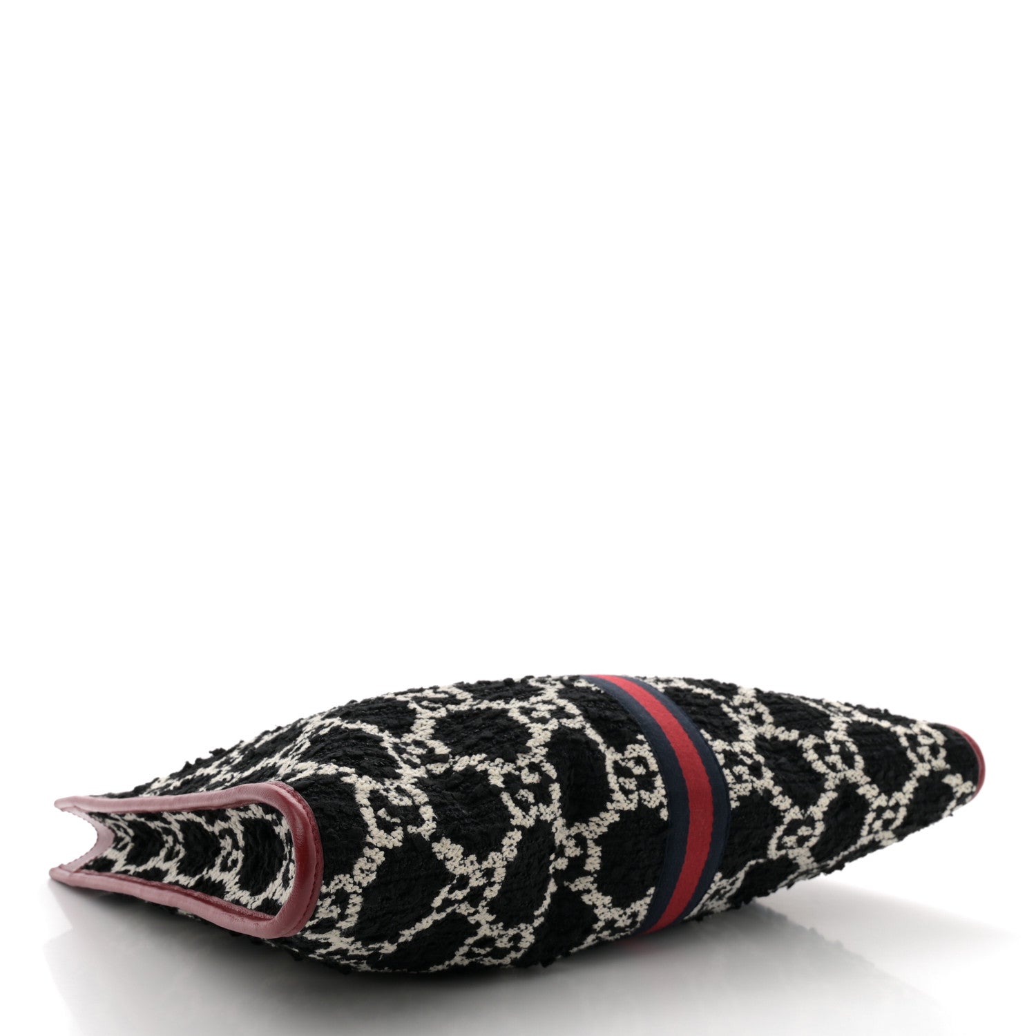 Gucci Tweed GG Monogram Large Rajah Chain Tote Romantic Cherry Black White 4 of 12