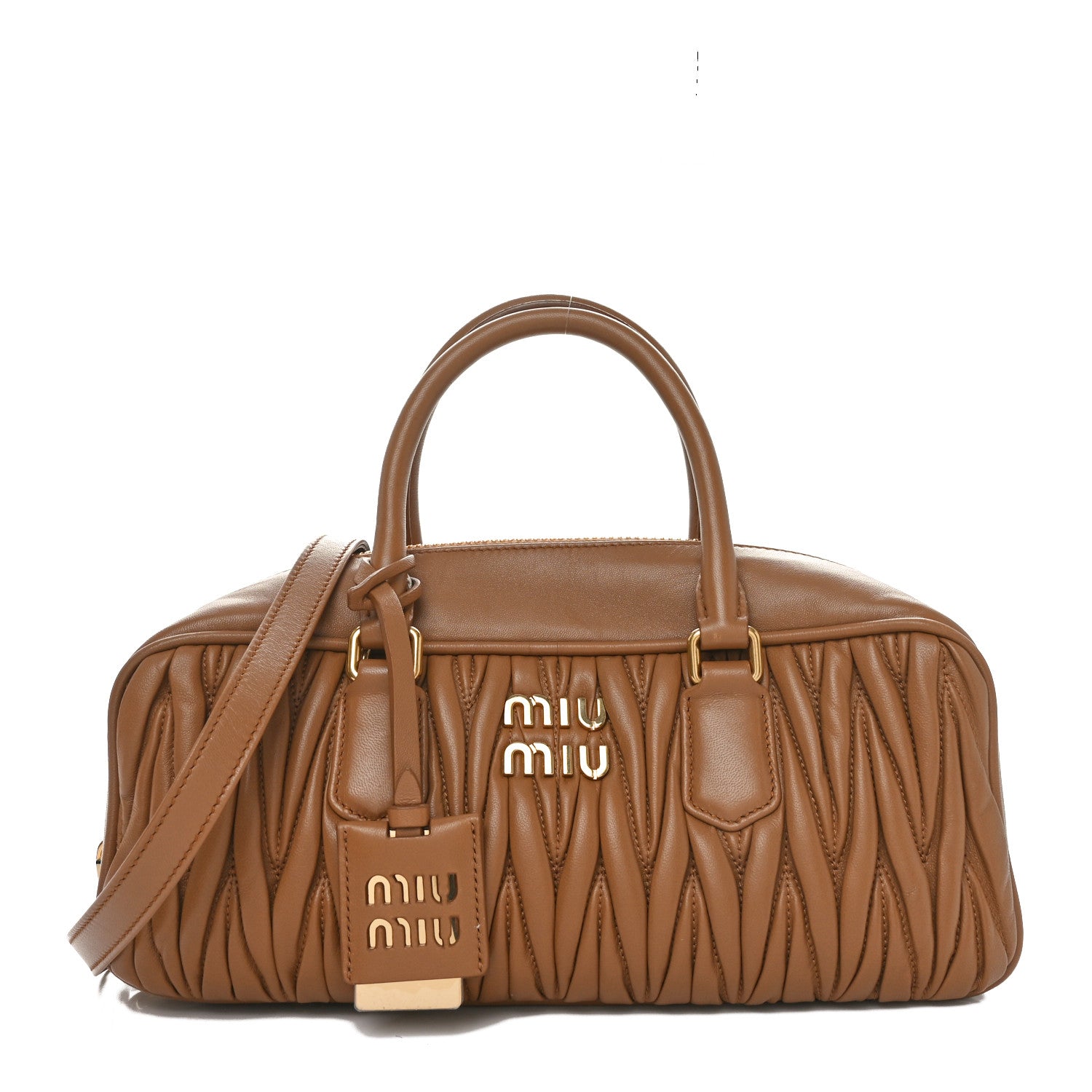 Miu Miu Nappa Matelasse Large Arcadie Top Handle Bag Caramel 1 of 9