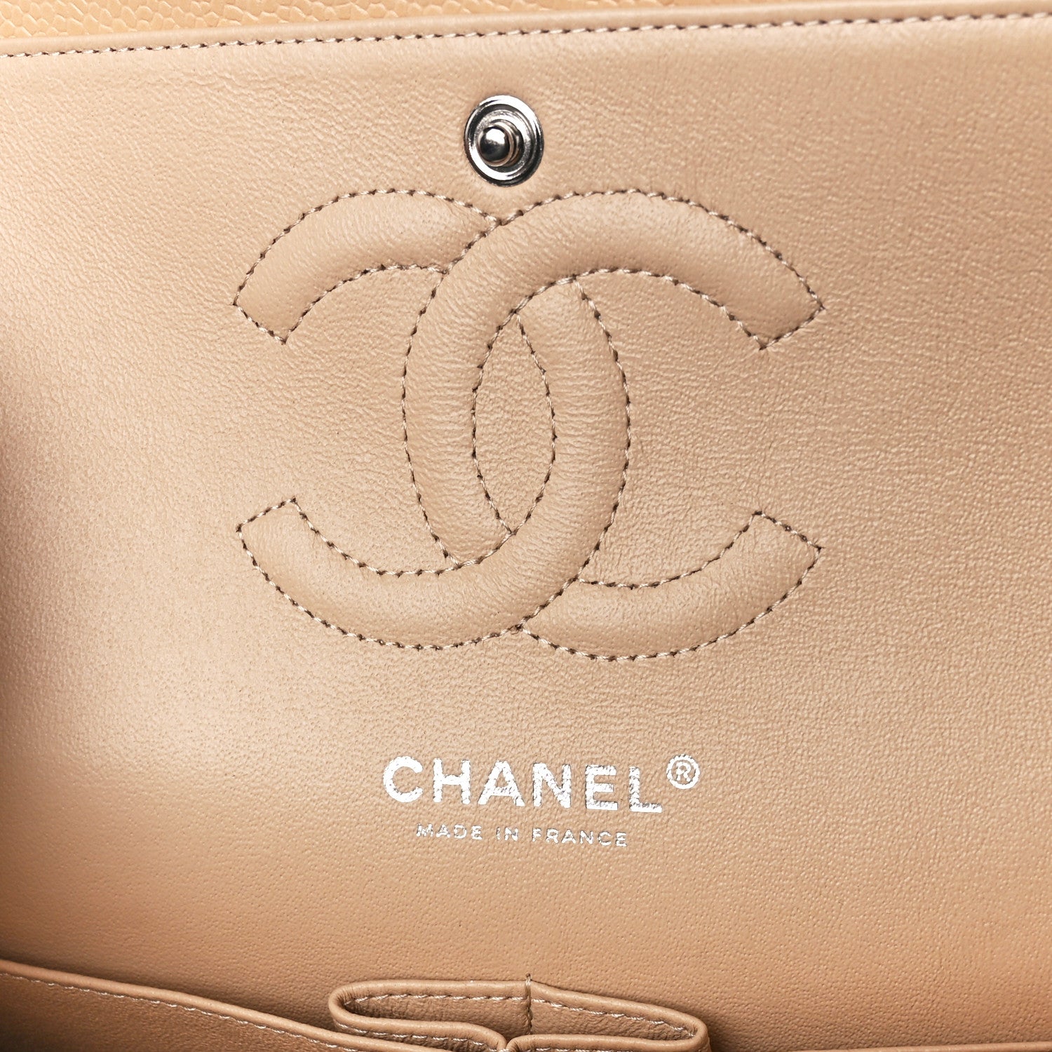 Chanel Caviar Quilted Medium Double Flap Light Beige 6 of 12