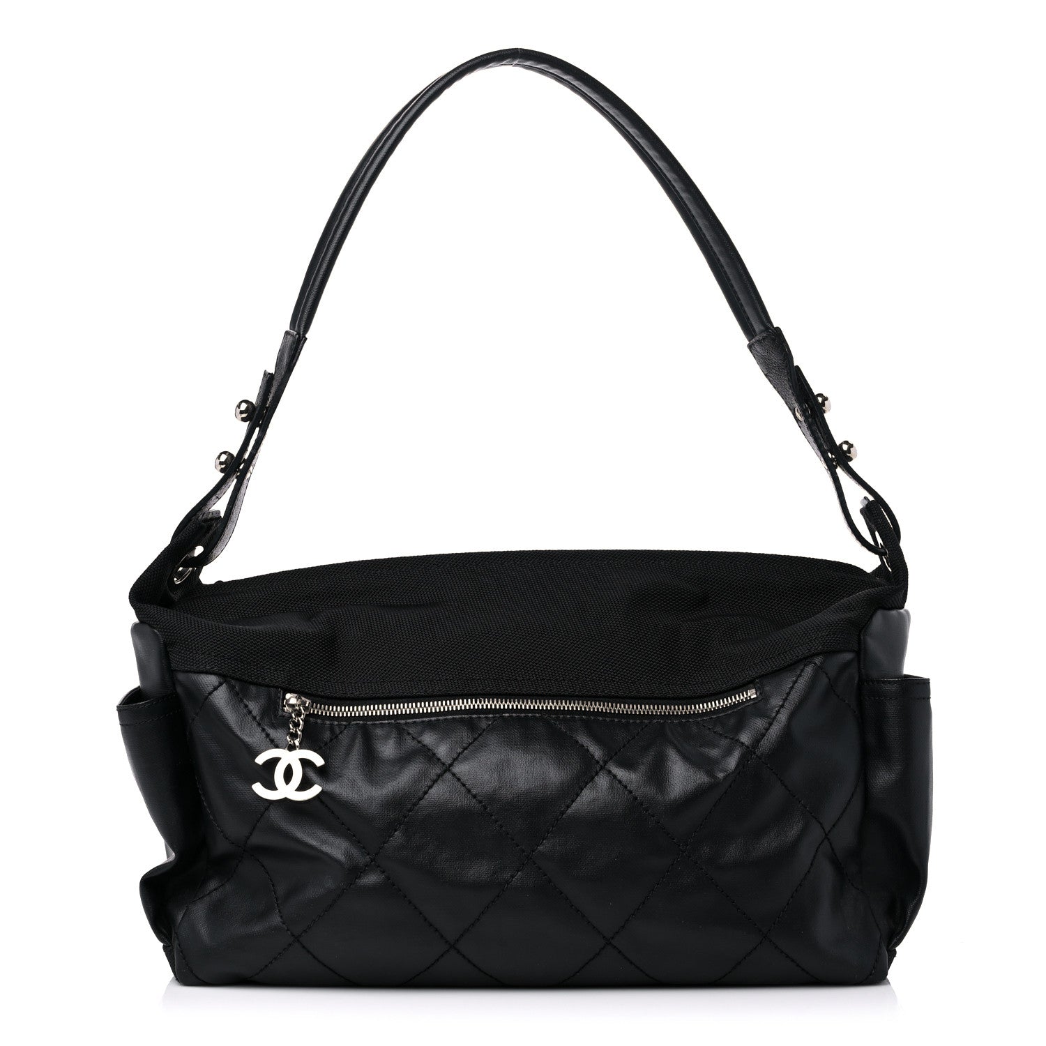 Chanel Coated Canvas Paris Biarritz Hobo Black 1 of 14