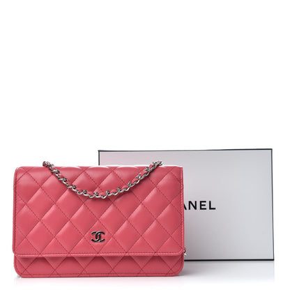 Chanel Lambskin Quilted Wallet On Chain WOC Pink 9 of 9