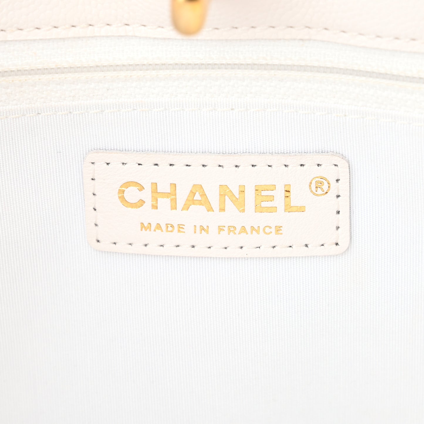 Caviar Quilted Sweet Classic Shopping Tote White