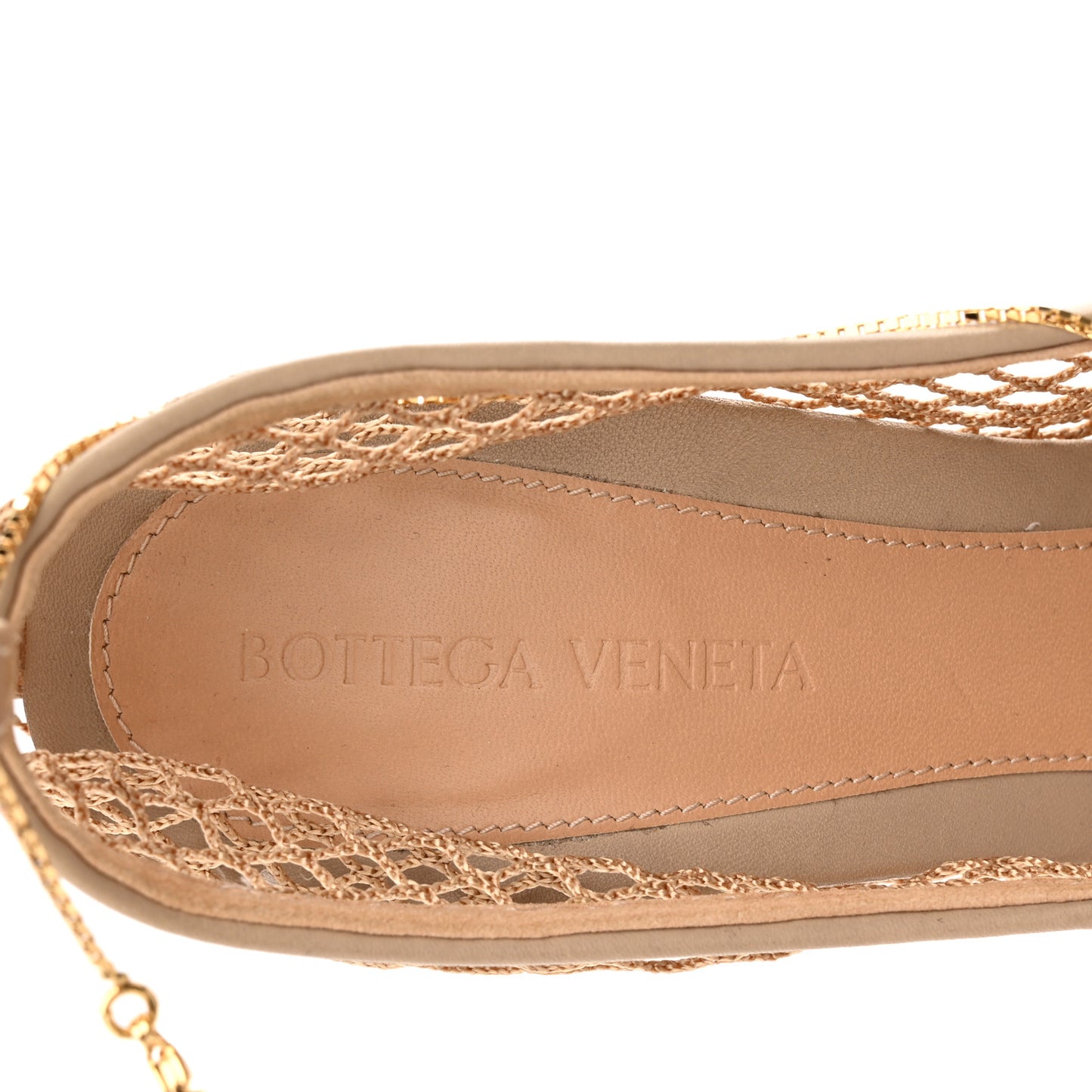 Mesh Calfskin Chain Stretch Pumps 40 Beige