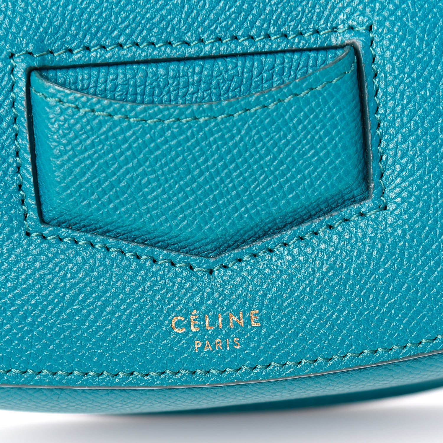 Celine Grained Calfskin Small Trotteur Teal Blue 6 of 10