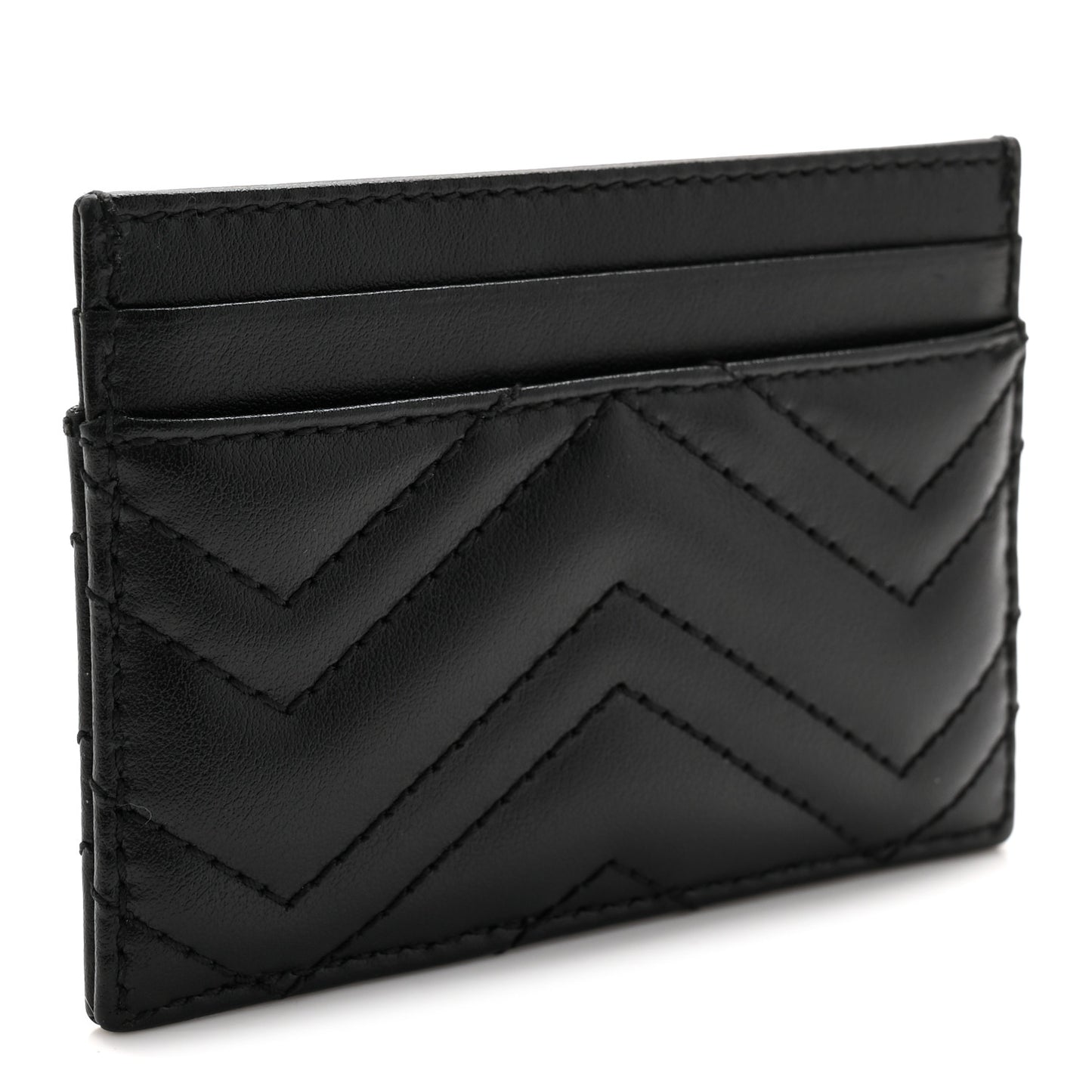 Calfskin Matelasse GG Marmont Card Holder Black