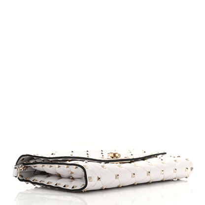 Valentino Garavani Nappa Rockstud Spike Wallet On Chain Optic White 3 of 9