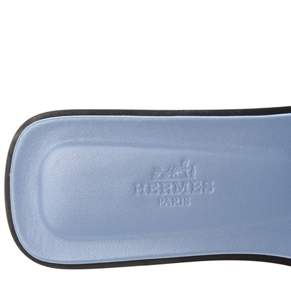 Hermes Box Calfskin Oran Sandals 37 Light Bleu 7 of 9