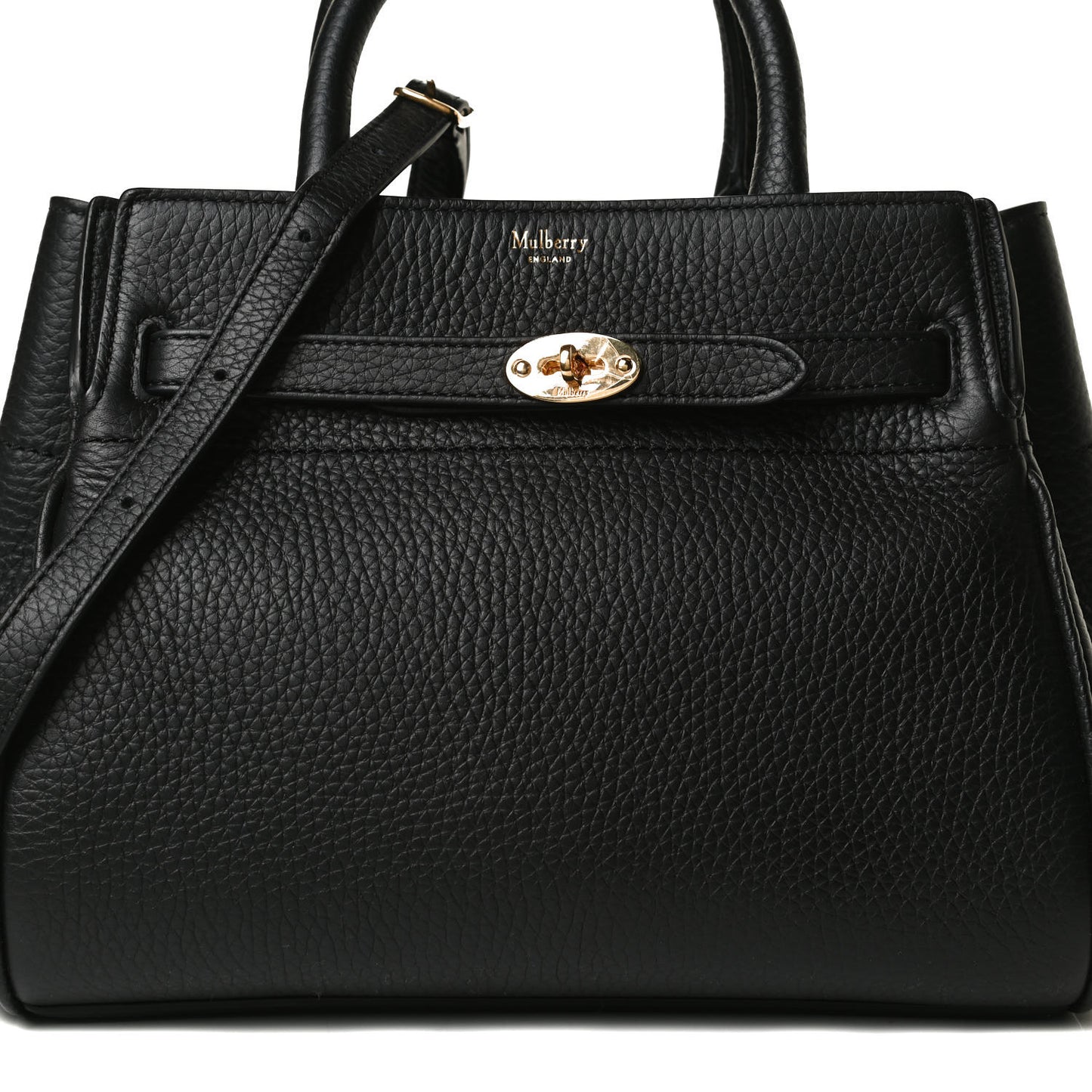 Heavy Grain Small Belted Bayswater Tote Black