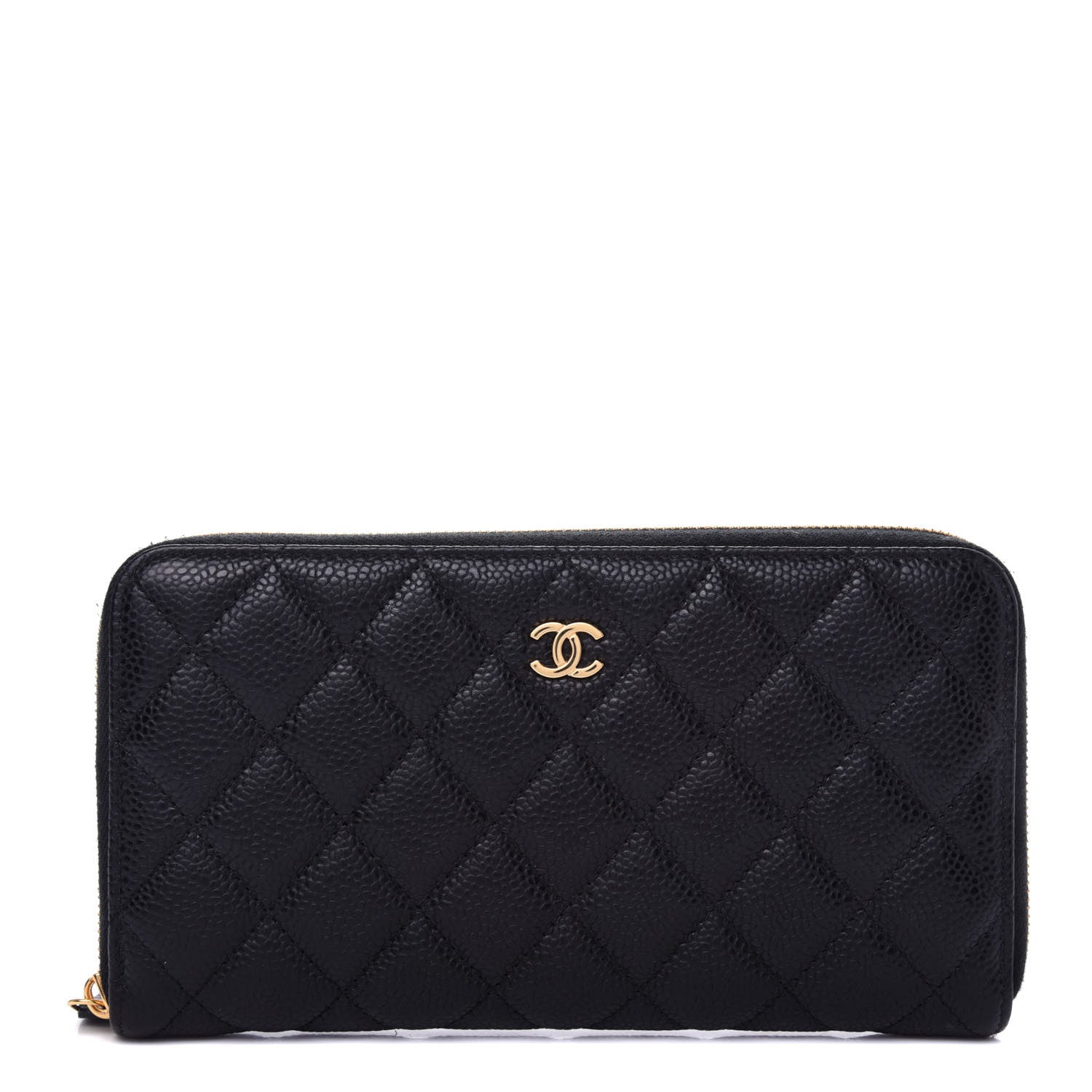 Chanel Caviar Quilted Large Gusset Zip Around Wallet Black 1 of 9