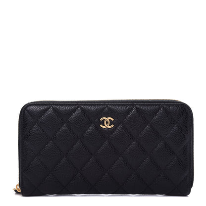 Chanel Caviar Quilted Large Gusset Zip Around Wallet Black 1 of 9